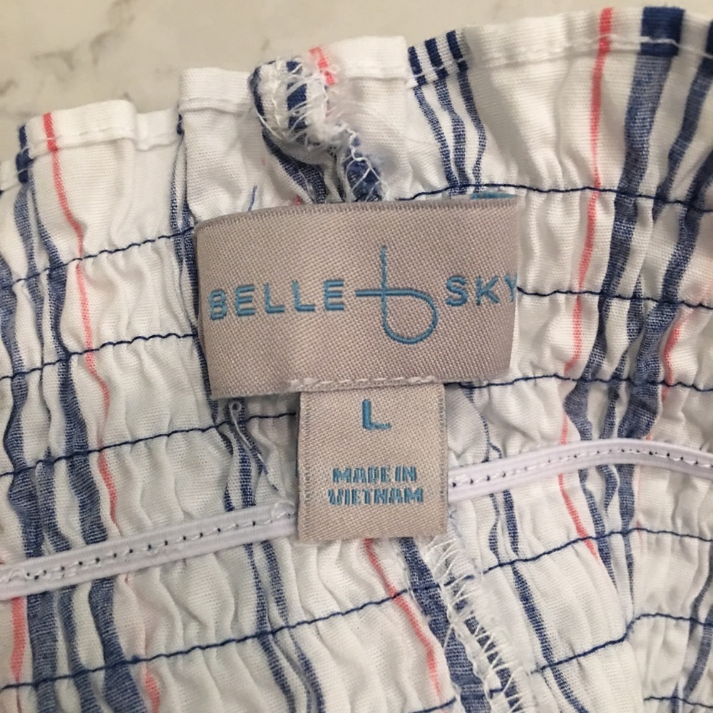 Belle sky off shoulder blue orange stripe top - Picture 4 of 6